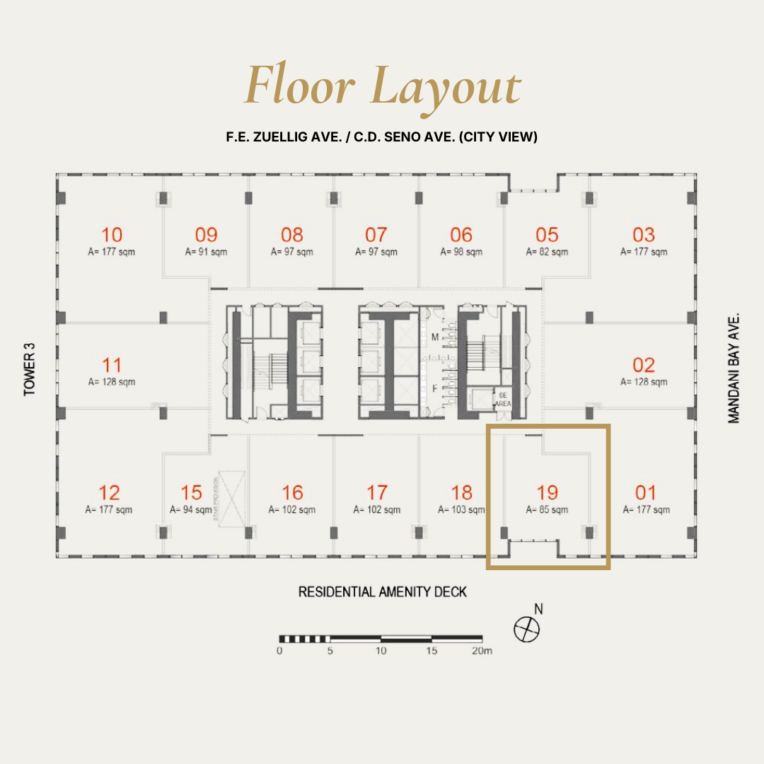 Mandani Bay office floor layout plan — commercial unit type 1 and 2, 8th to 12th floor, Mandaue City Cebu
